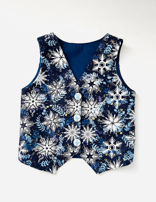 Blue Snowflake Vest - size 2/3